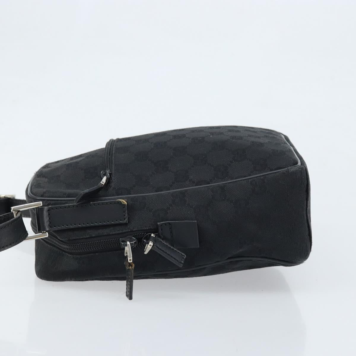 GUCCI GG Canvas Shoulder Bag Black Silver 03136 Auth 173686