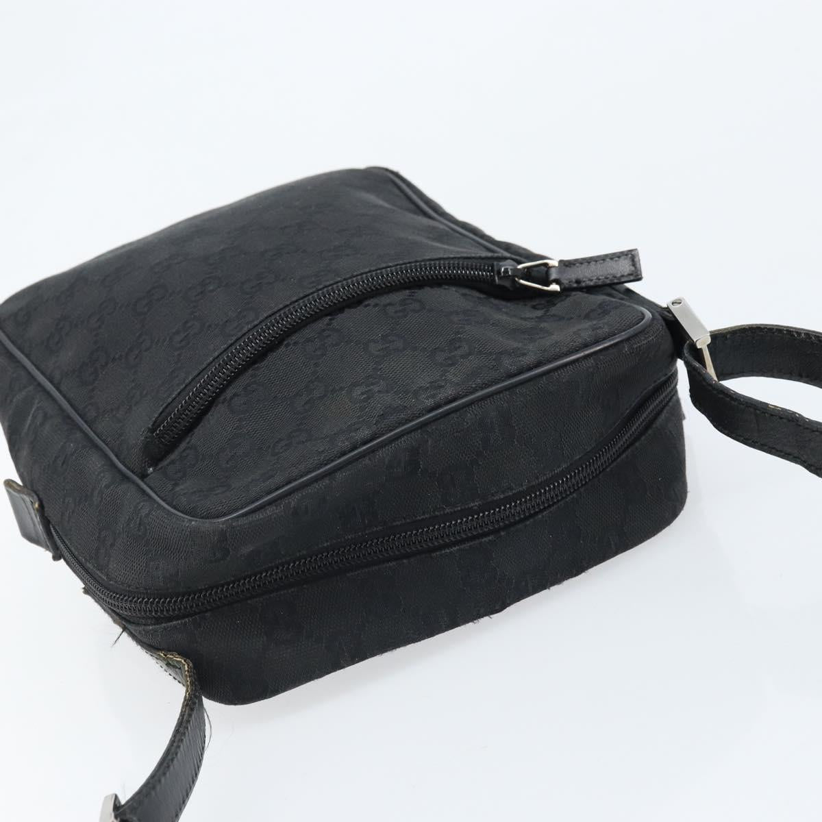 GUCCI GG Canvas Shoulder Bag Black Silver 03136 Auth 173686