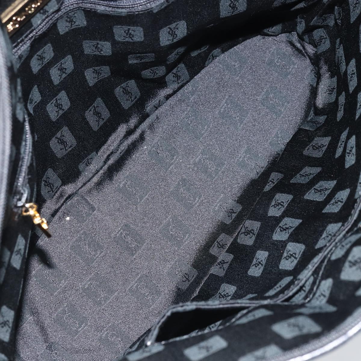SAINT LAURENT Shoulder Bag Leather Black Gold Auth 173689