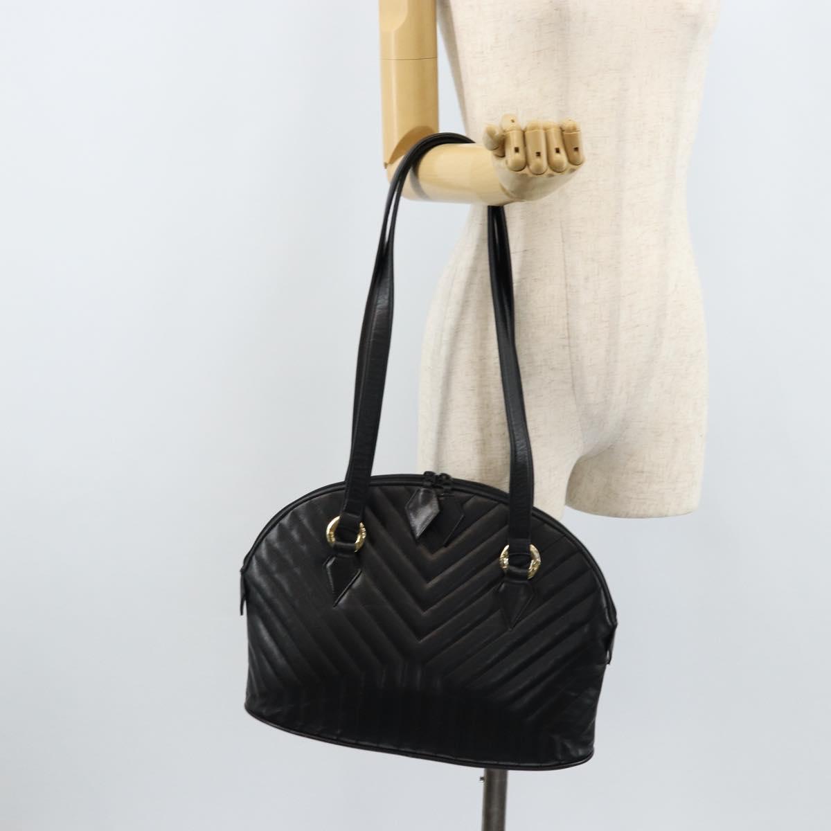 SAINT LAURENT Shoulder Bag Leather Black Gold Auth 173689