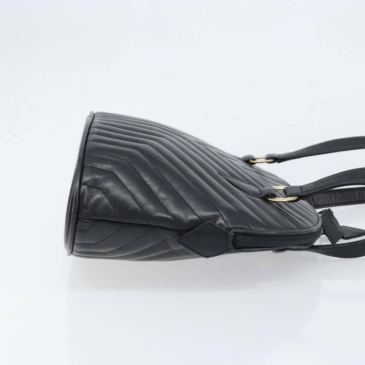 SAINT LAURENT Shoulder Bag Leather Black Gold Auth 173689