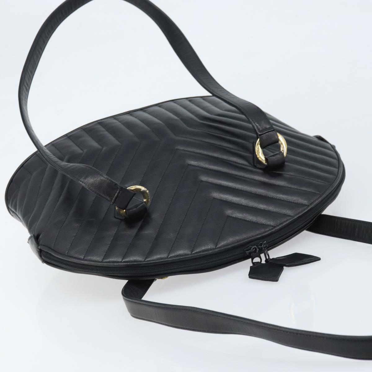 SAINT LAURENT Shoulder Bag Leather Black Gold Auth 173689