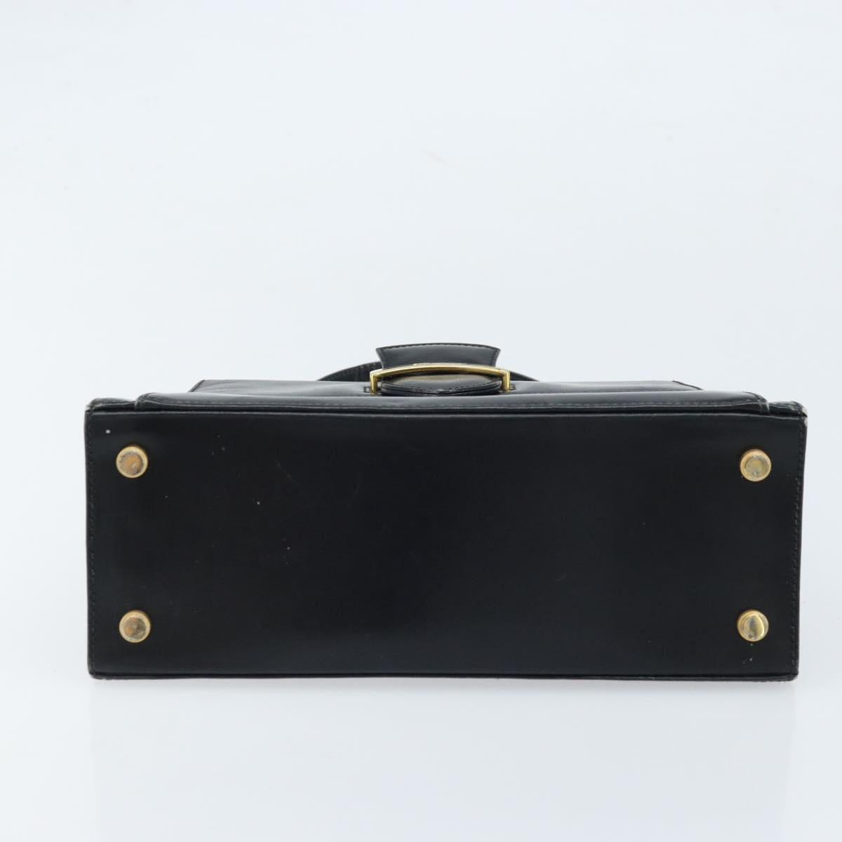 Salvatore Ferragamo Hand Bag Leather Black Gold Auth 173690
