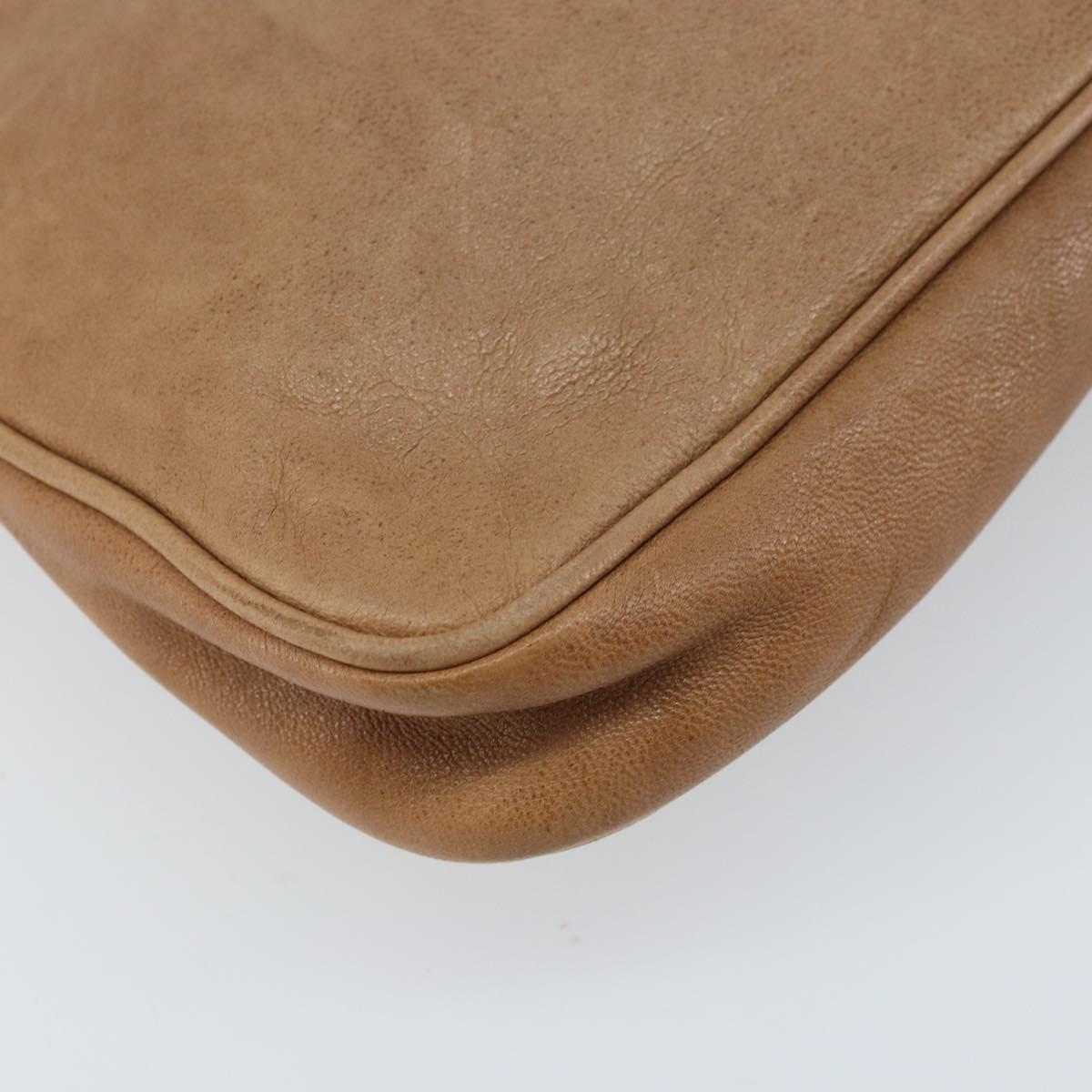 Jimmy Choo Clutch Bag Leather Beige Gold Auth 173692