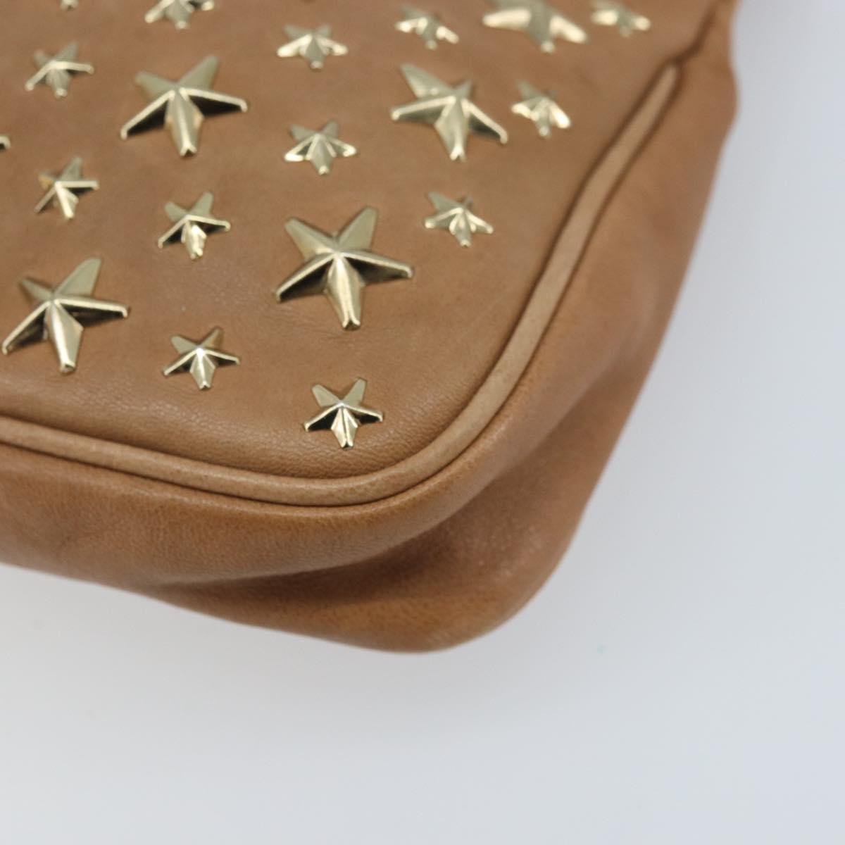 Jimmy Choo Clutch Bag Leather Beige Gold Auth 173692
