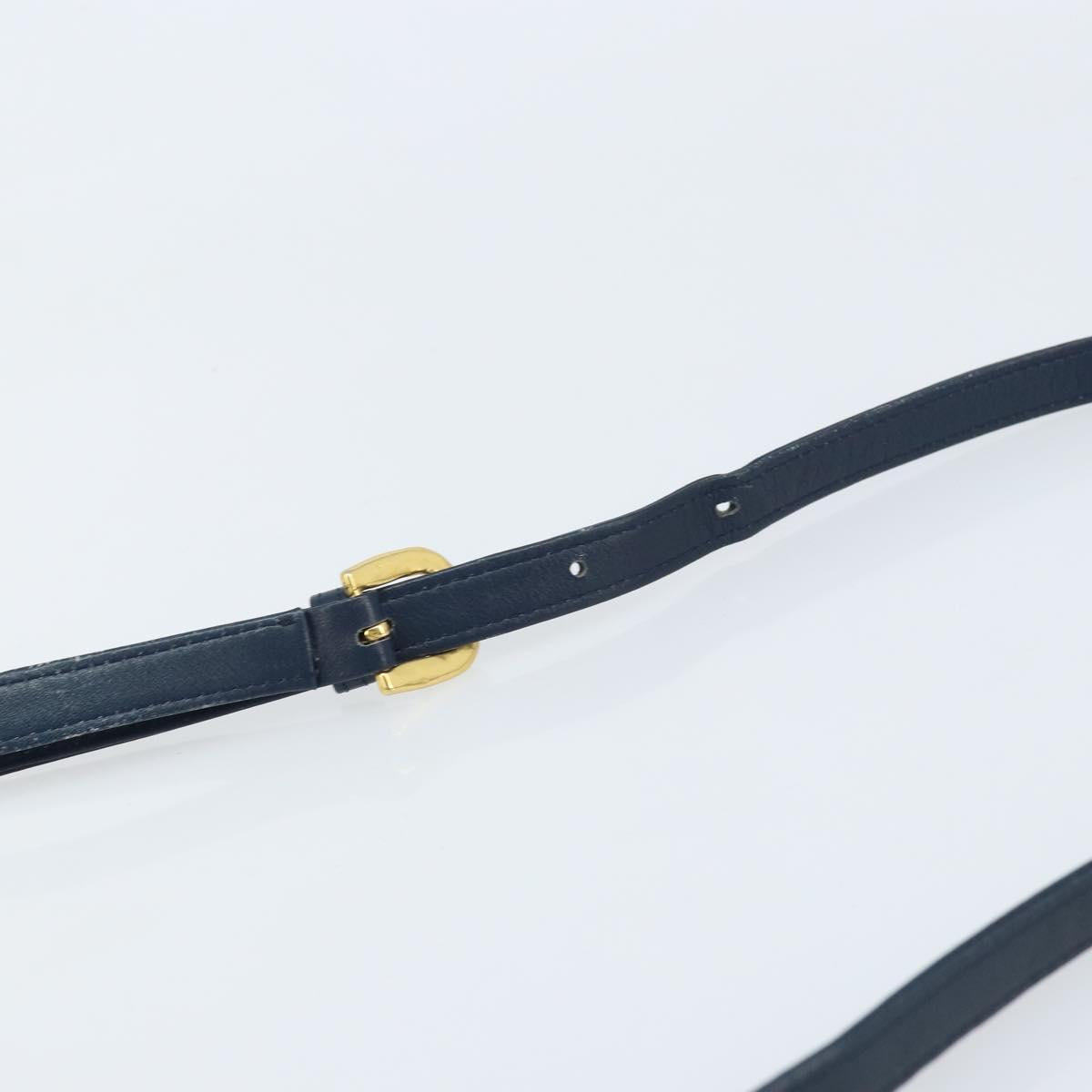 SAINT LAURENT Shoulder Bag Leather Navy Gold Auth 173693