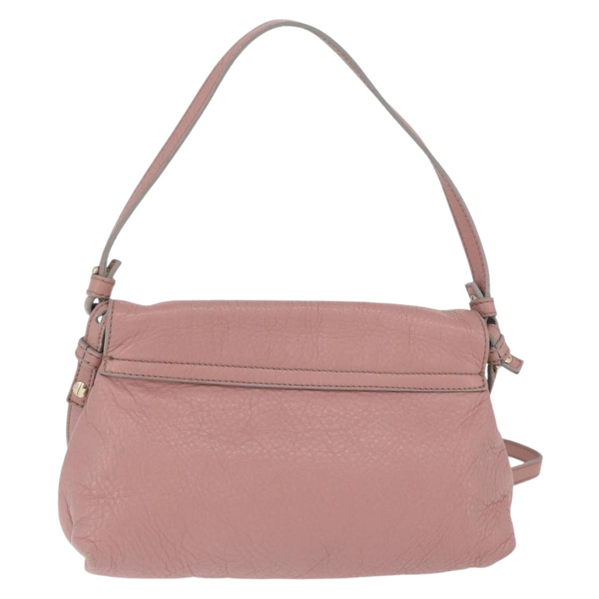 Chloe Lily Shoulder Bag Leather 2way Pink Gold Auth 173695
