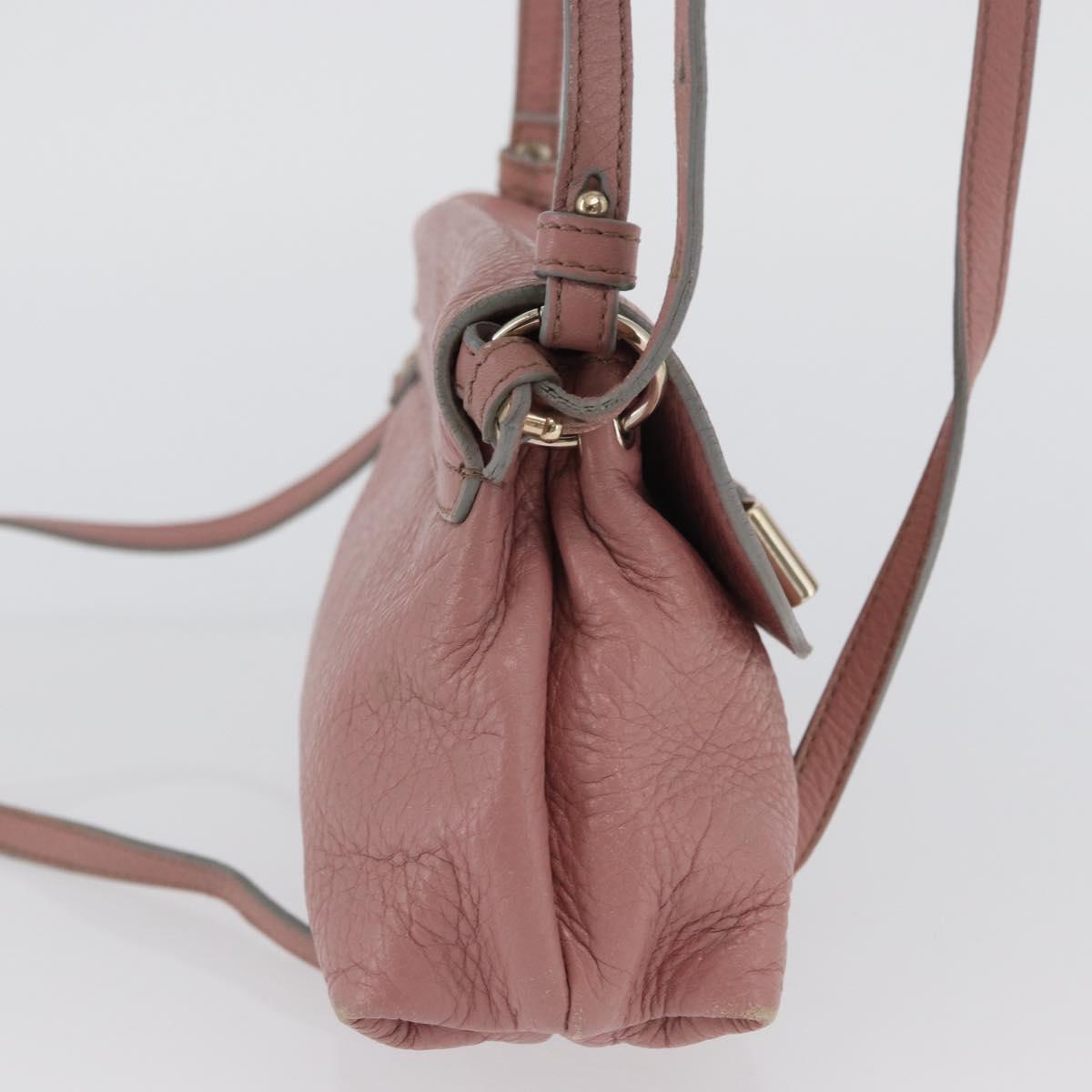 Chloe Lily Shoulder Bag Leather 2way Pink Gold Auth 173695
