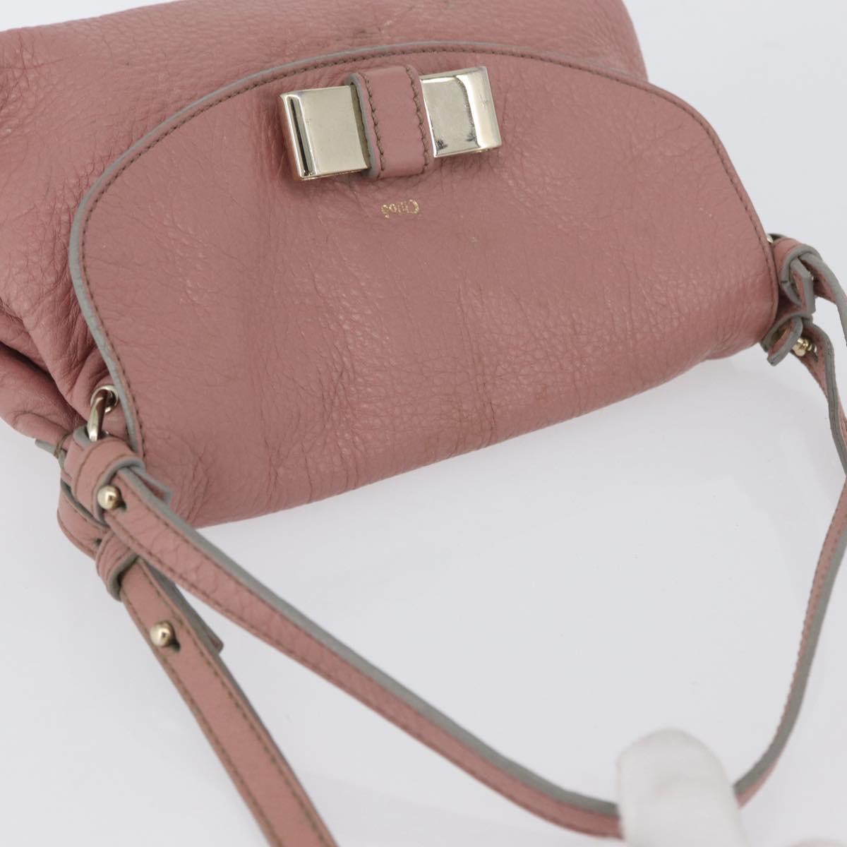 Chloe Lily Shoulder Bag Leather 2way Pink Gold Auth 173695