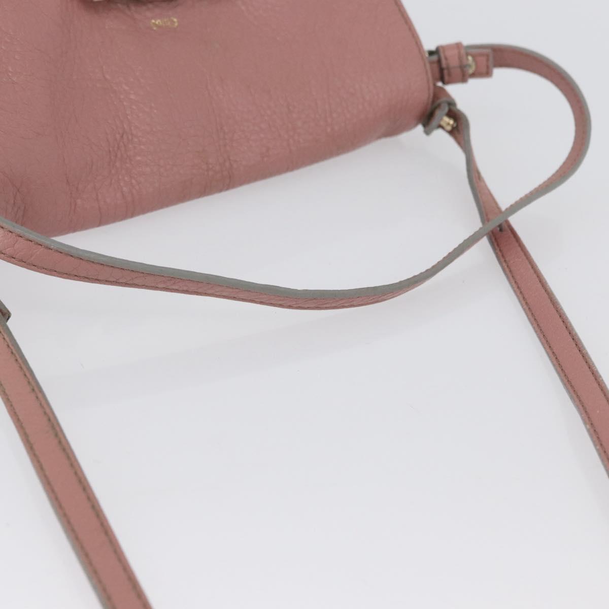 Chloe Lily Shoulder Bag Leather 2way Pink Gold Auth 173695