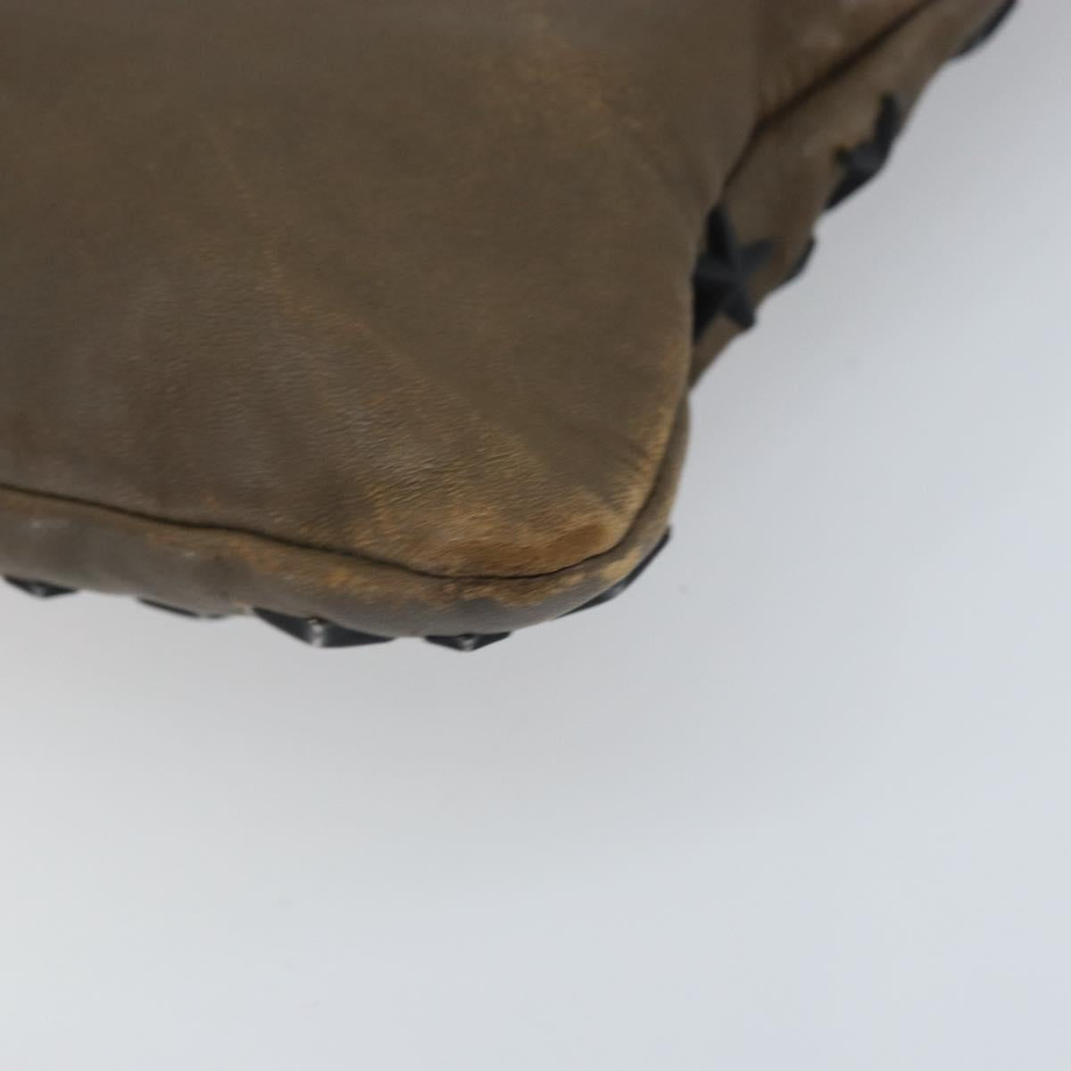 Jimmy Choo Clutch Bag Leather Brown Silver Auth 173696