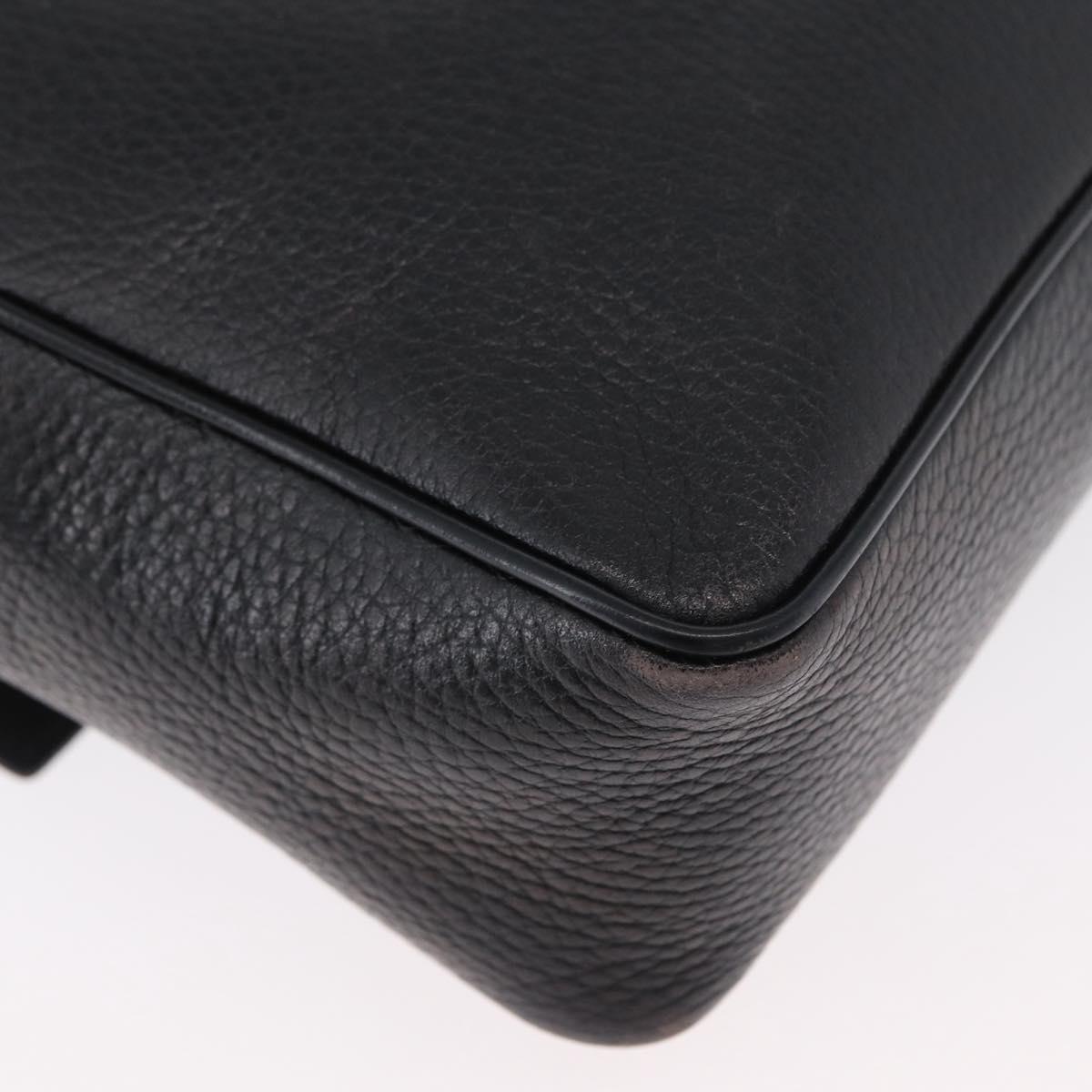 CELINE Shoulder Bag Leather Black Gold Auth 173699