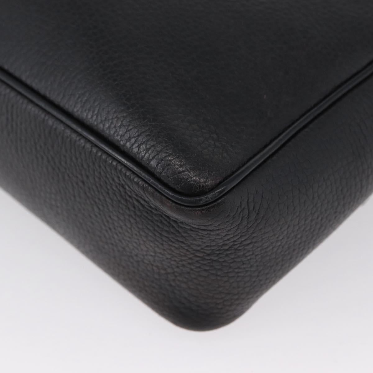 CELINE Shoulder Bag Leather Black Gold Auth 173699