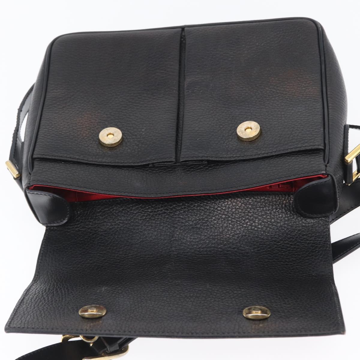 CELINE Shoulder Bag Leather Black Gold Auth 173699