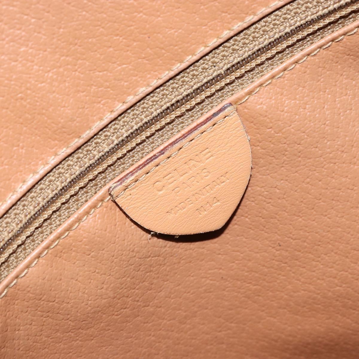 CELINE Macadam Canvas Shoulder Bag PVC Beige Gold Auth 173701
