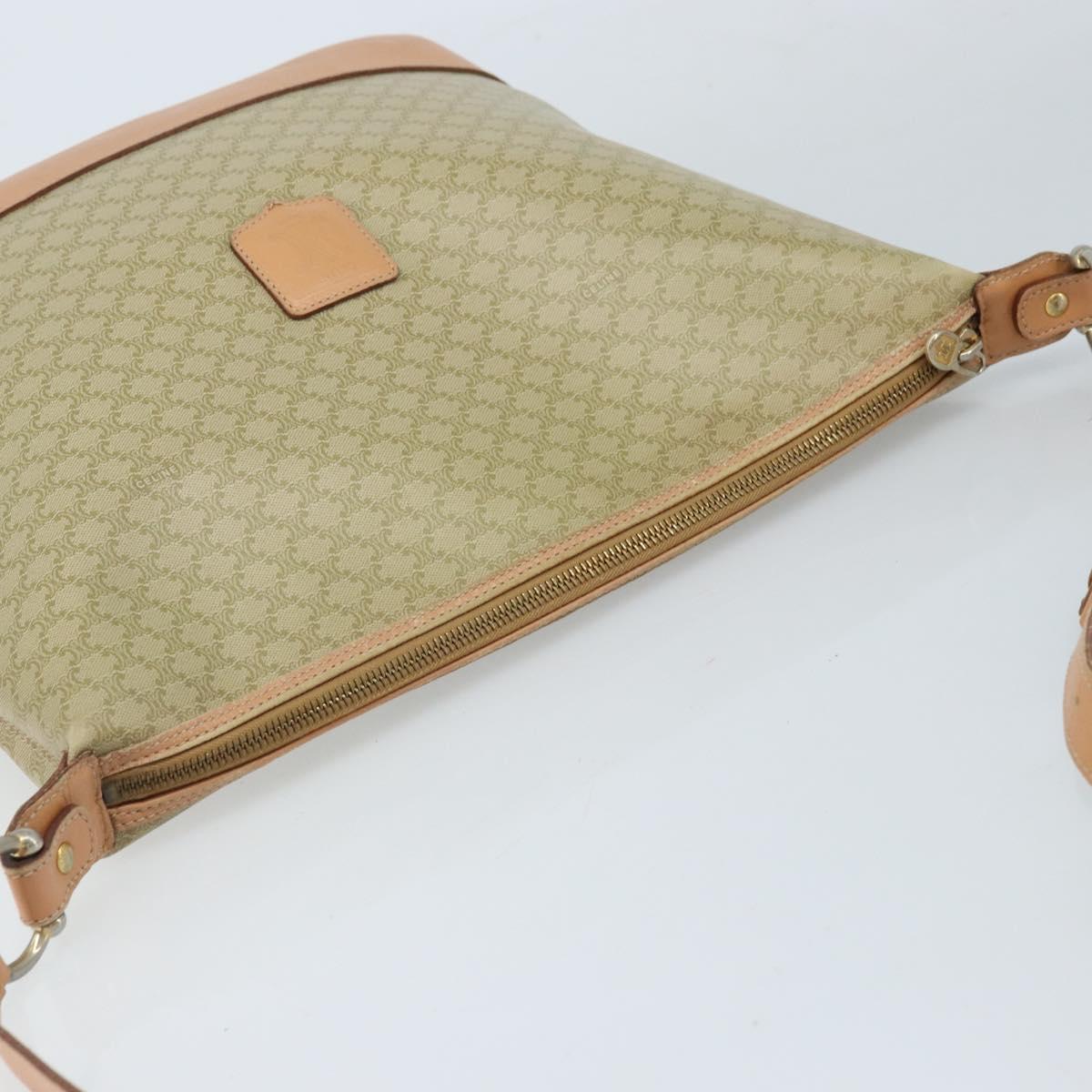 CELINE Macadam Canvas Shoulder Bag PVC Beige Gold Auth 173701