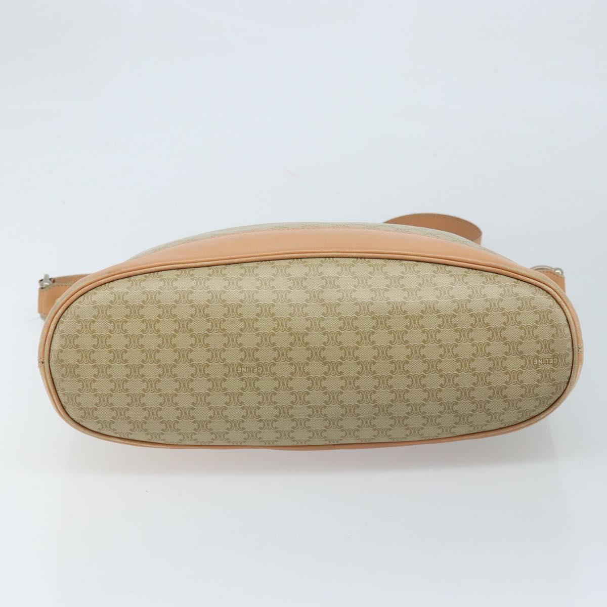 CELINE Macadam Canvas Shoulder Bag PVC Beige Gold Auth 173701