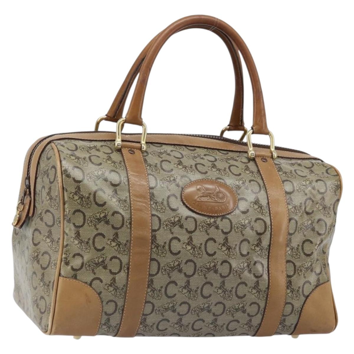 CELINE C Sulky Hand Bag PVC Beige Gold Auth 173702