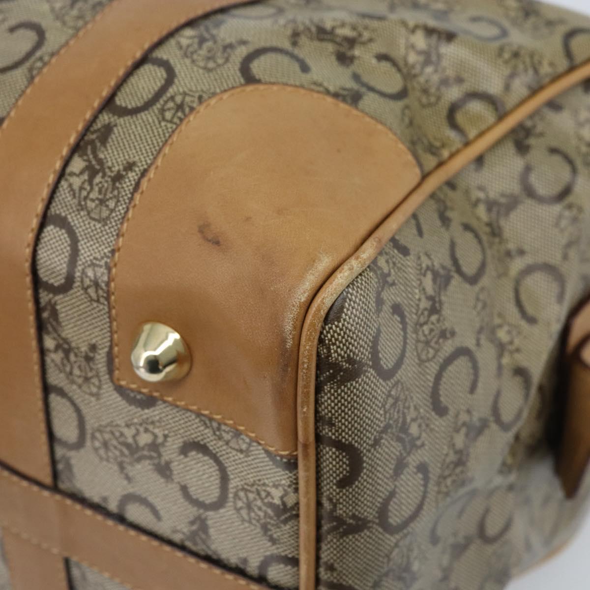 CELINE C Sulky Hand Bag PVC Beige Gold Auth 173702