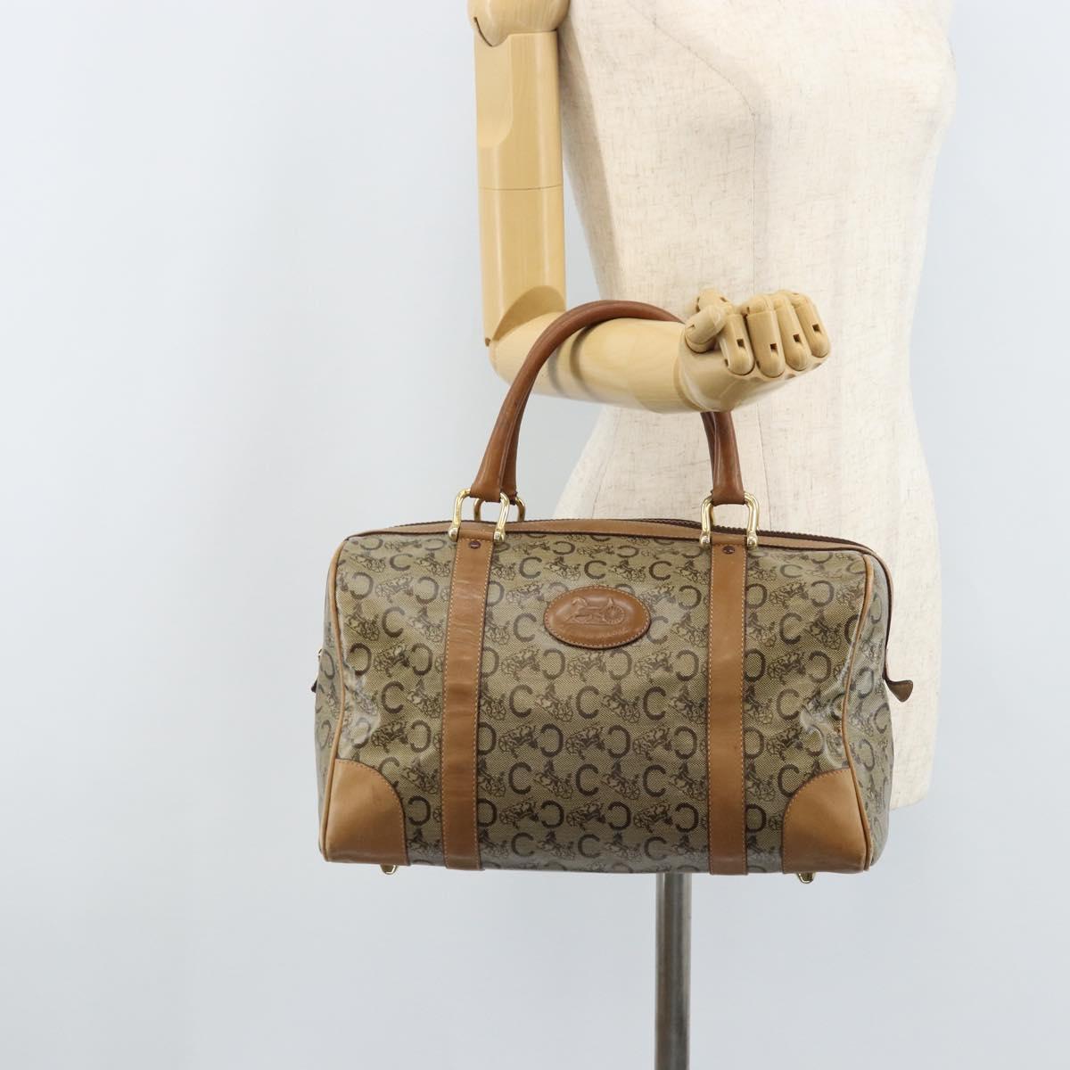 CELINE C Sulky Hand Bag PVC Beige Gold Auth 173702