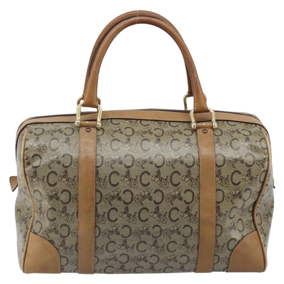 CELINE C Sulky Hand Bag PVC Beige Gold Auth 173702