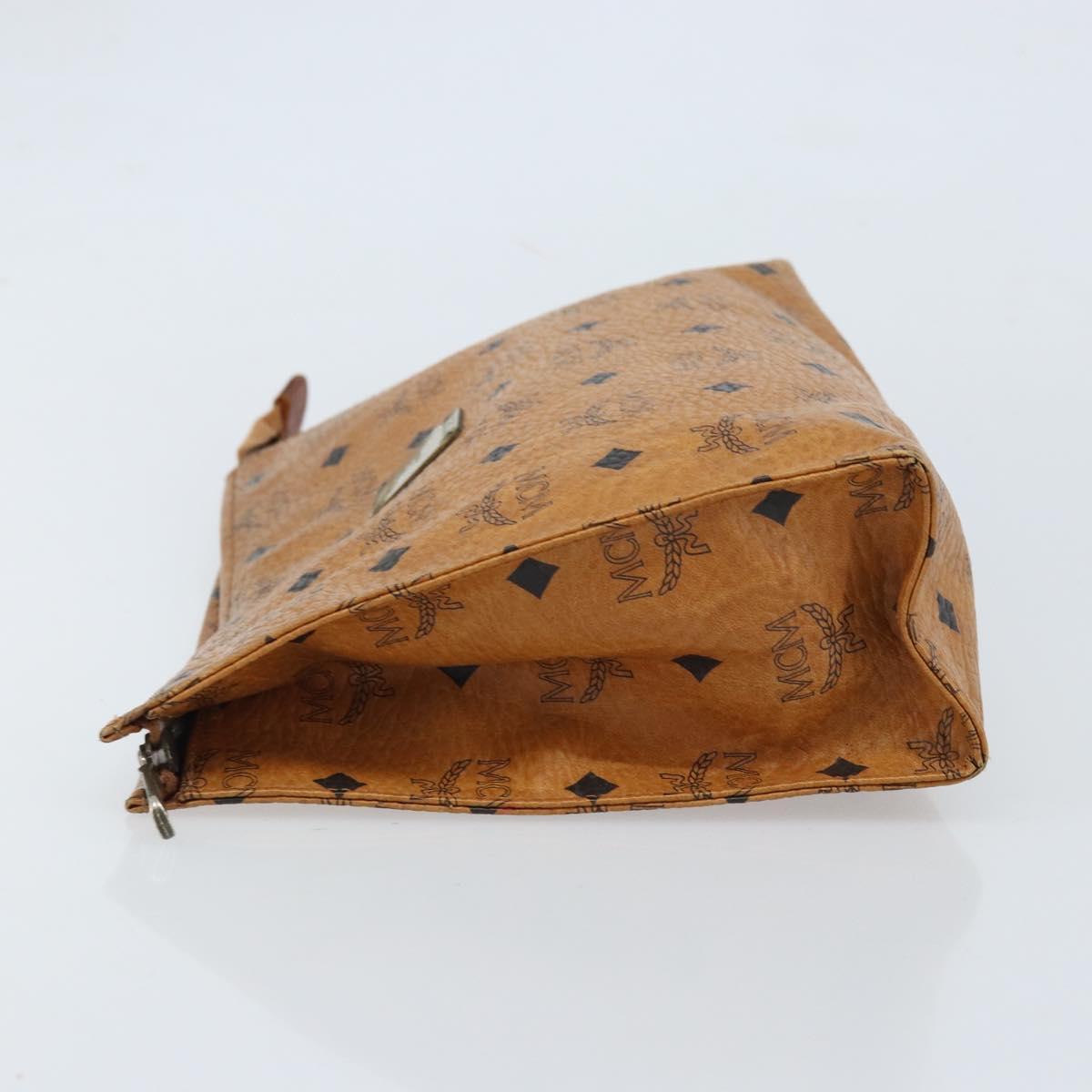 MCM Logogram Vicetos Clutch Bag PVC Leather Brown Auth 173703