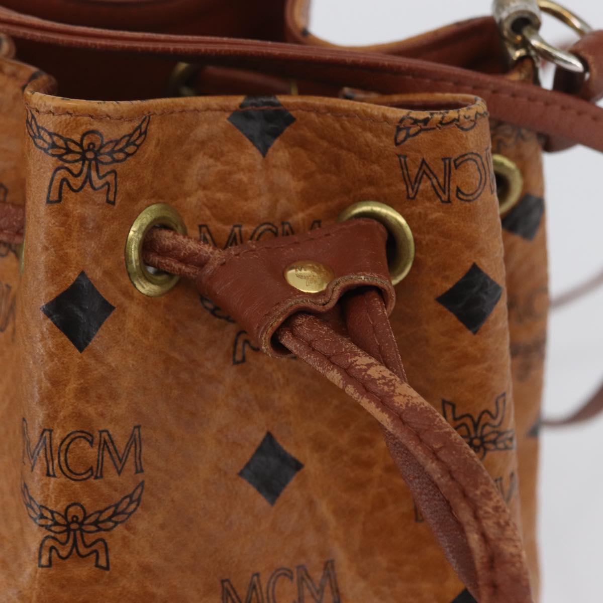 MCM Vicetos Logogram Shoulder Bag PVC Leather Brown Gold Auth 173707