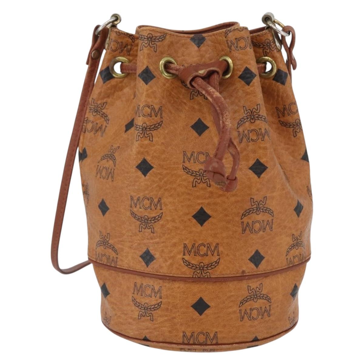 MCM Vicetos Logogram Shoulder Bag PVC Leather Brown Gold Auth 173707