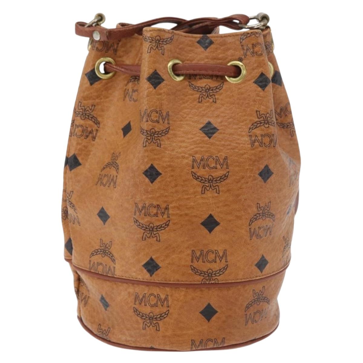MCM Vicetos Logogram Shoulder Bag PVC Leather Brown Gold Auth 173707