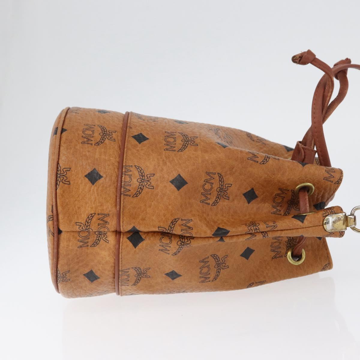 MCM Vicetos Logogram Shoulder Bag PVC Leather Brown Gold Auth 173707