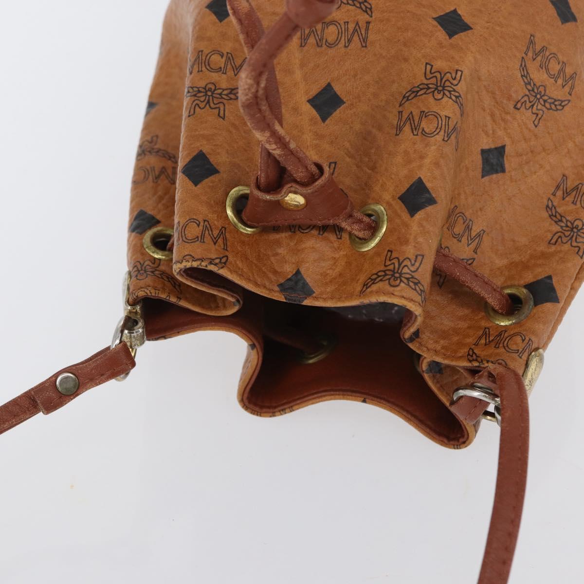 MCM Vicetos Logogram Shoulder Bag PVC Leather Brown Gold Auth 173707