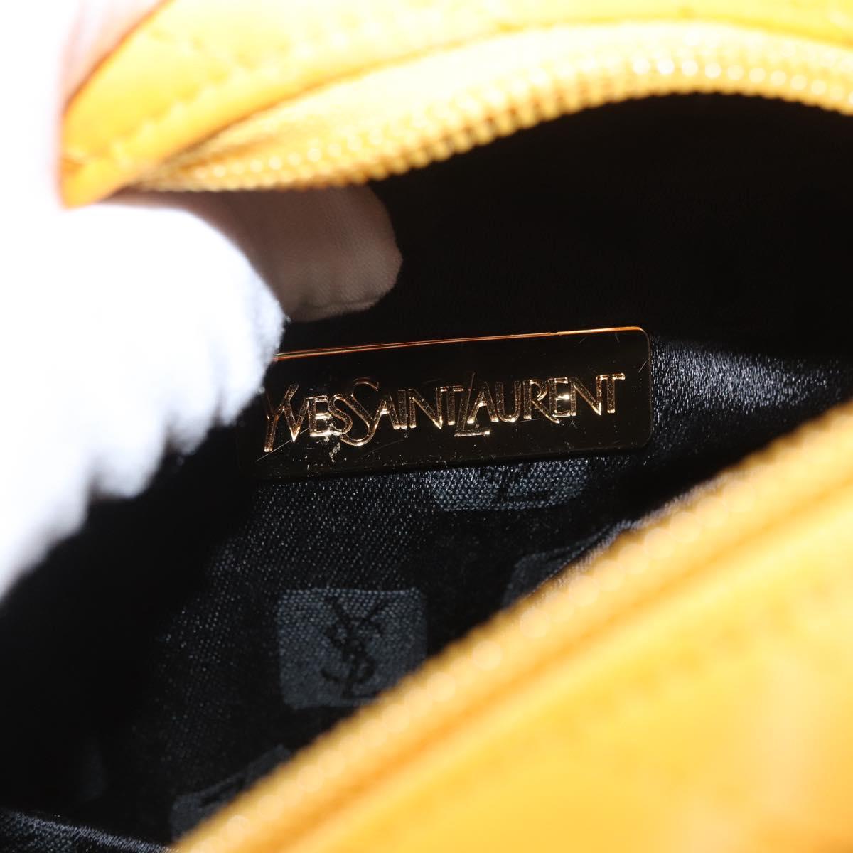 SAINT LAURENT Hand Bag Nylon Yellow Gold Auth 173709