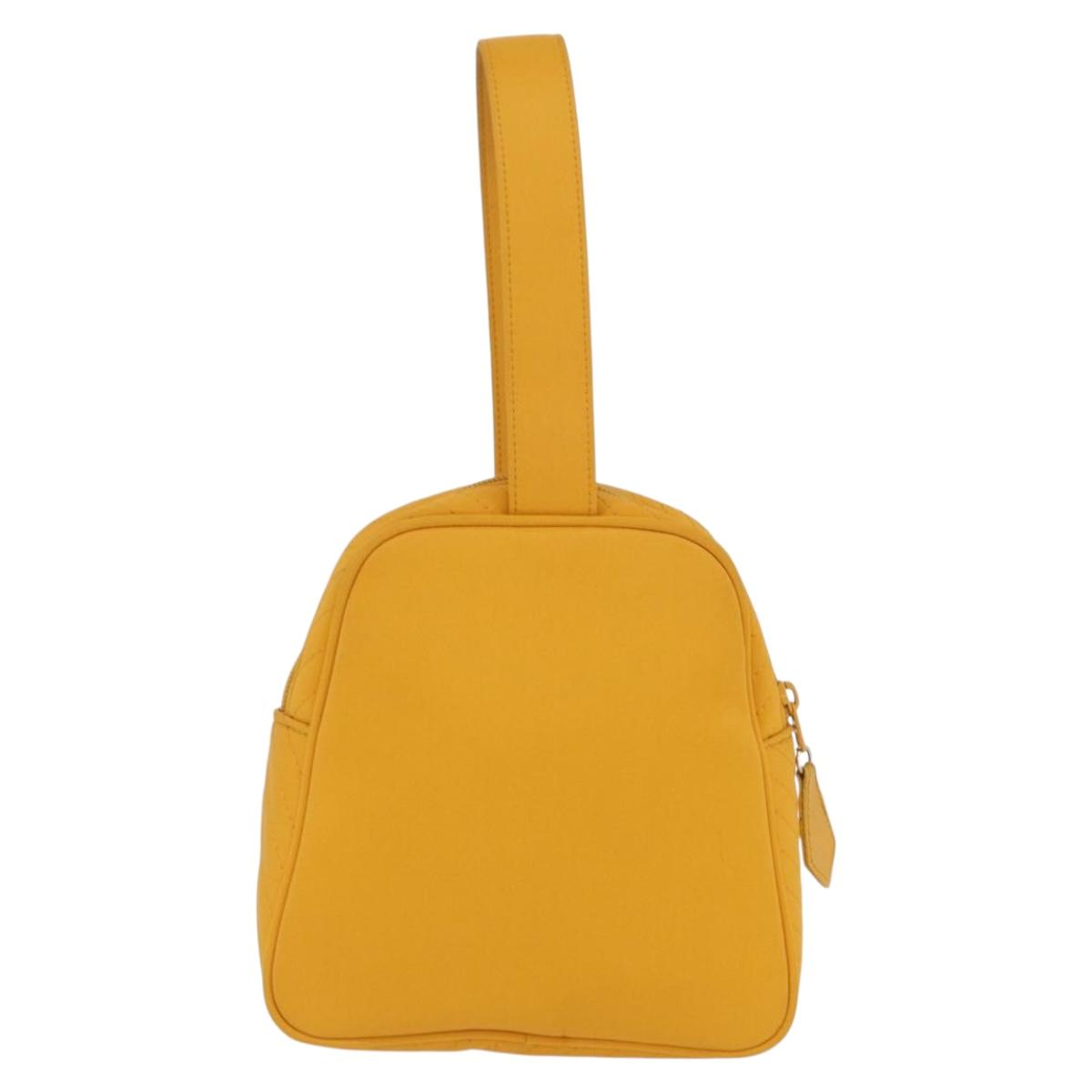 SAINT LAURENT Hand Bag Nylon Yellow Gold Auth 173709