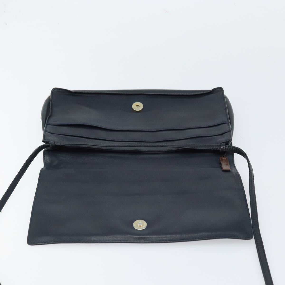 BOTTEGA VENETA Shoulder Bag Leather Black Gold Auth 173710