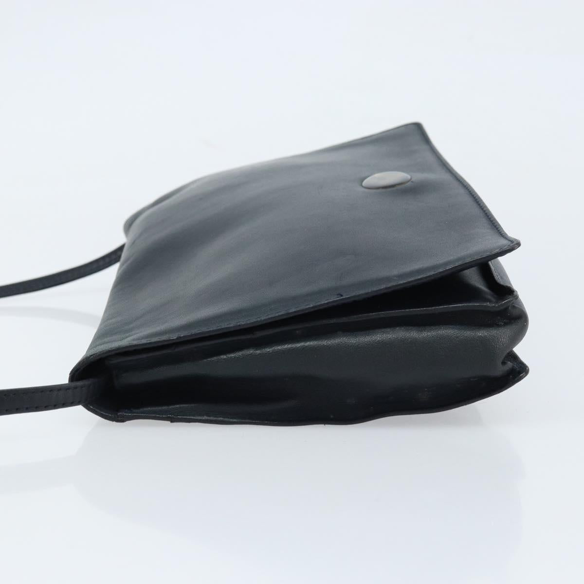 BOTTEGA VENETA Shoulder Bag Leather Black Gold Auth 173710