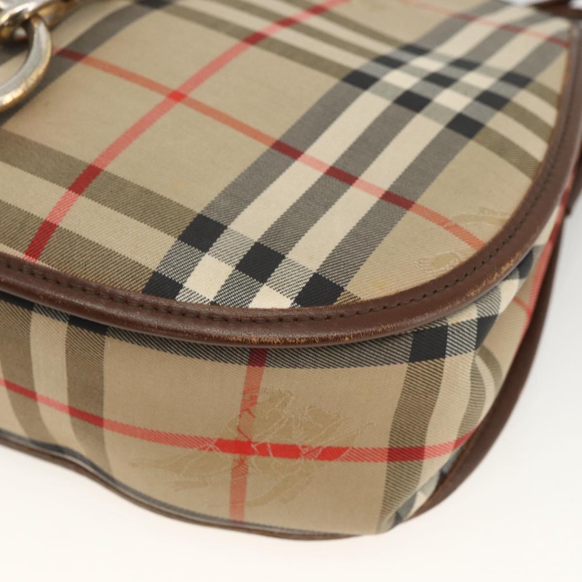Burberrys Nova Check Shoulder Bag Canvas Leather Beige Gold Auth 173711