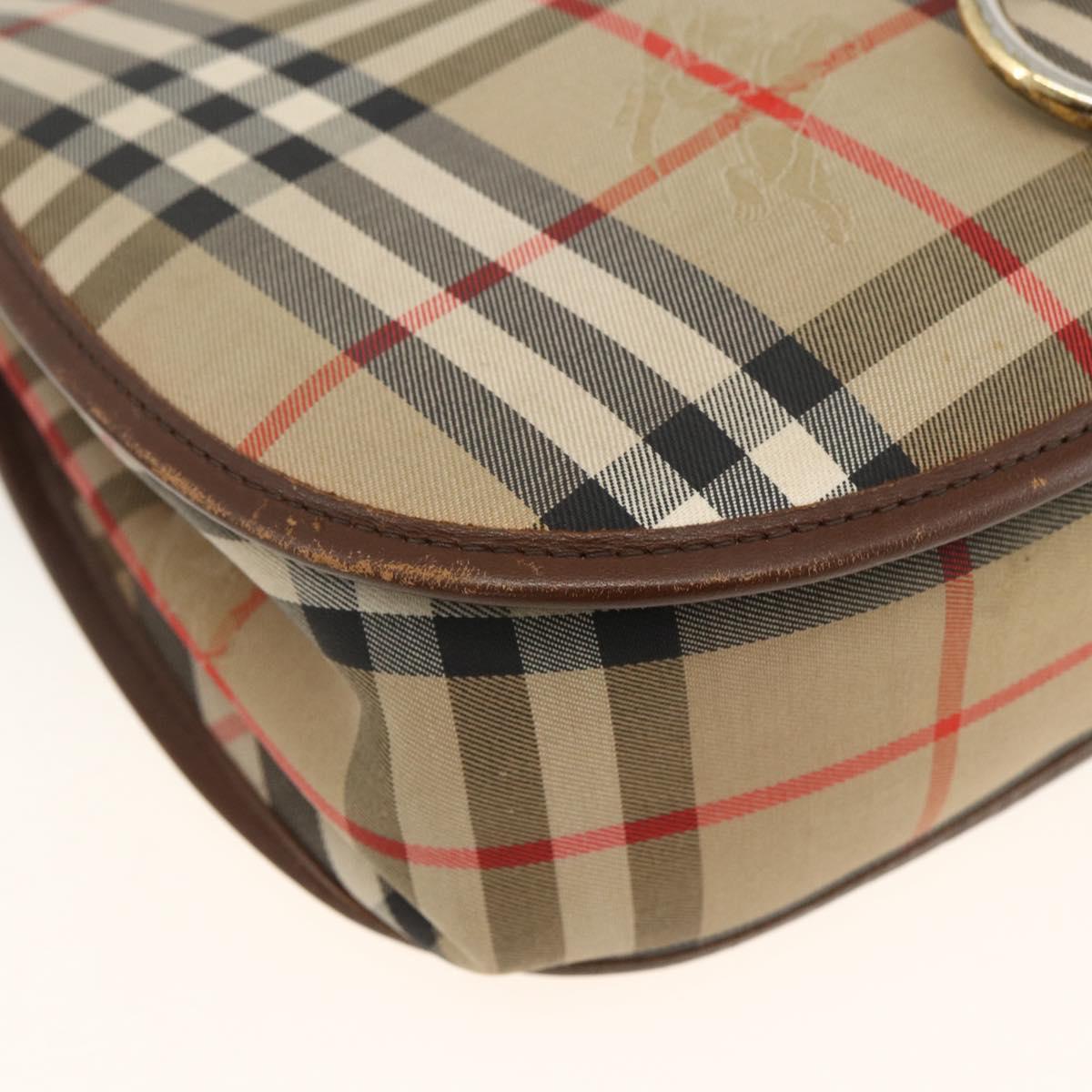 Burberrys Nova Check Shoulder Bag Canvas Leather Beige Gold Auth 173711