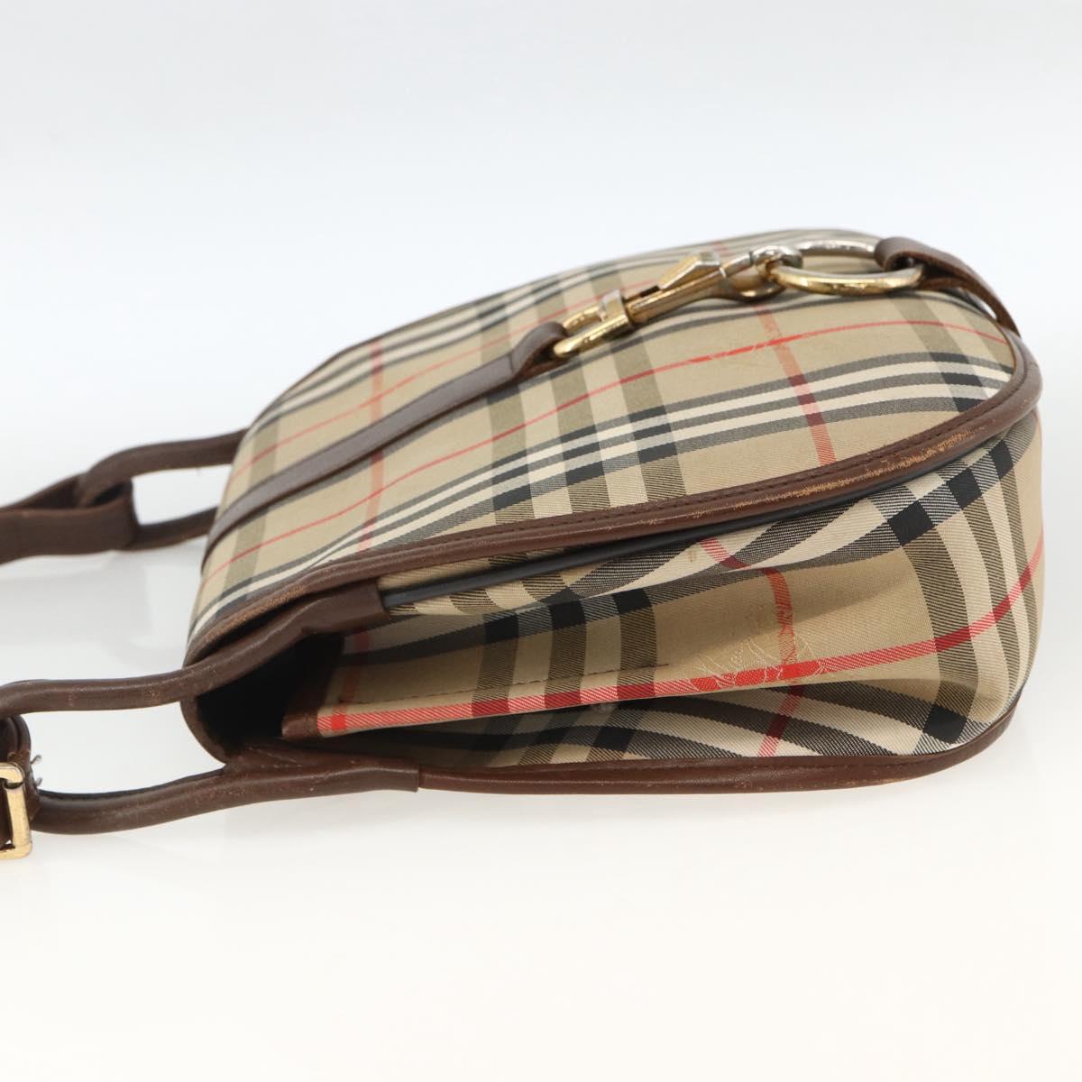 Burberrys Nova Check Shoulder Bag Canvas Leather Beige Gold Auth 173711