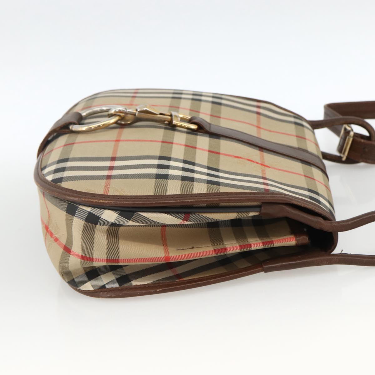 Burberrys Nova Check Shoulder Bag Canvas Leather Beige Gold Auth 173711