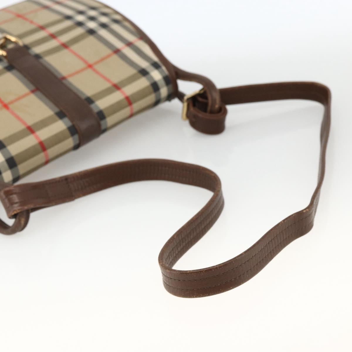 Burberrys Nova Check Shoulder Bag Canvas Leather Beige Gold Auth 173711