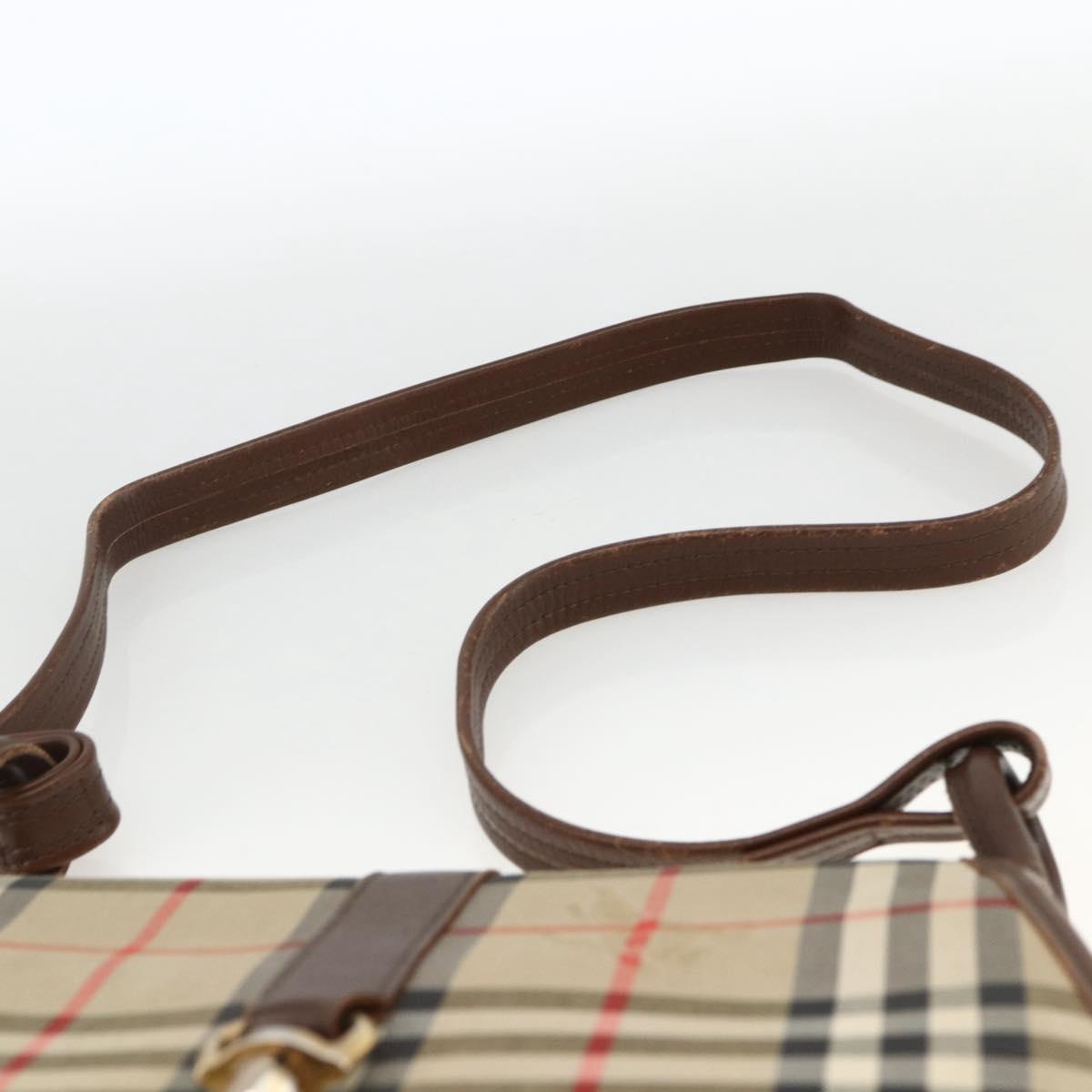 Burberrys Nova Check Shoulder Bag Canvas Leather Beige Gold Auth 173711