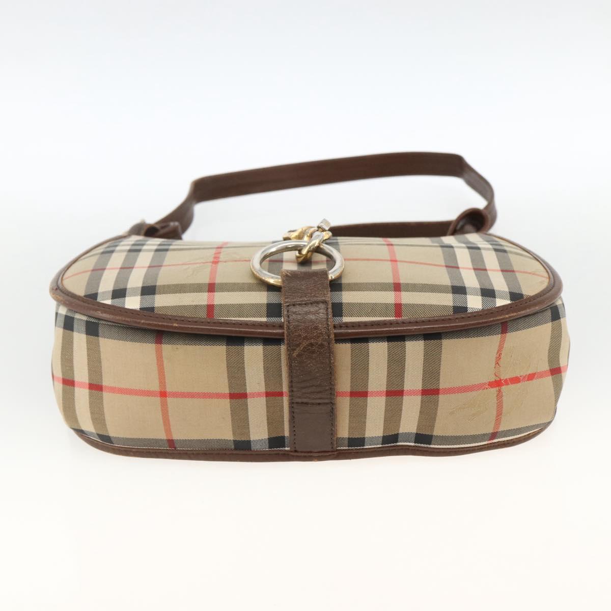 Burberrys Nova Check Shoulder Bag Canvas Leather Beige Gold Auth 173711