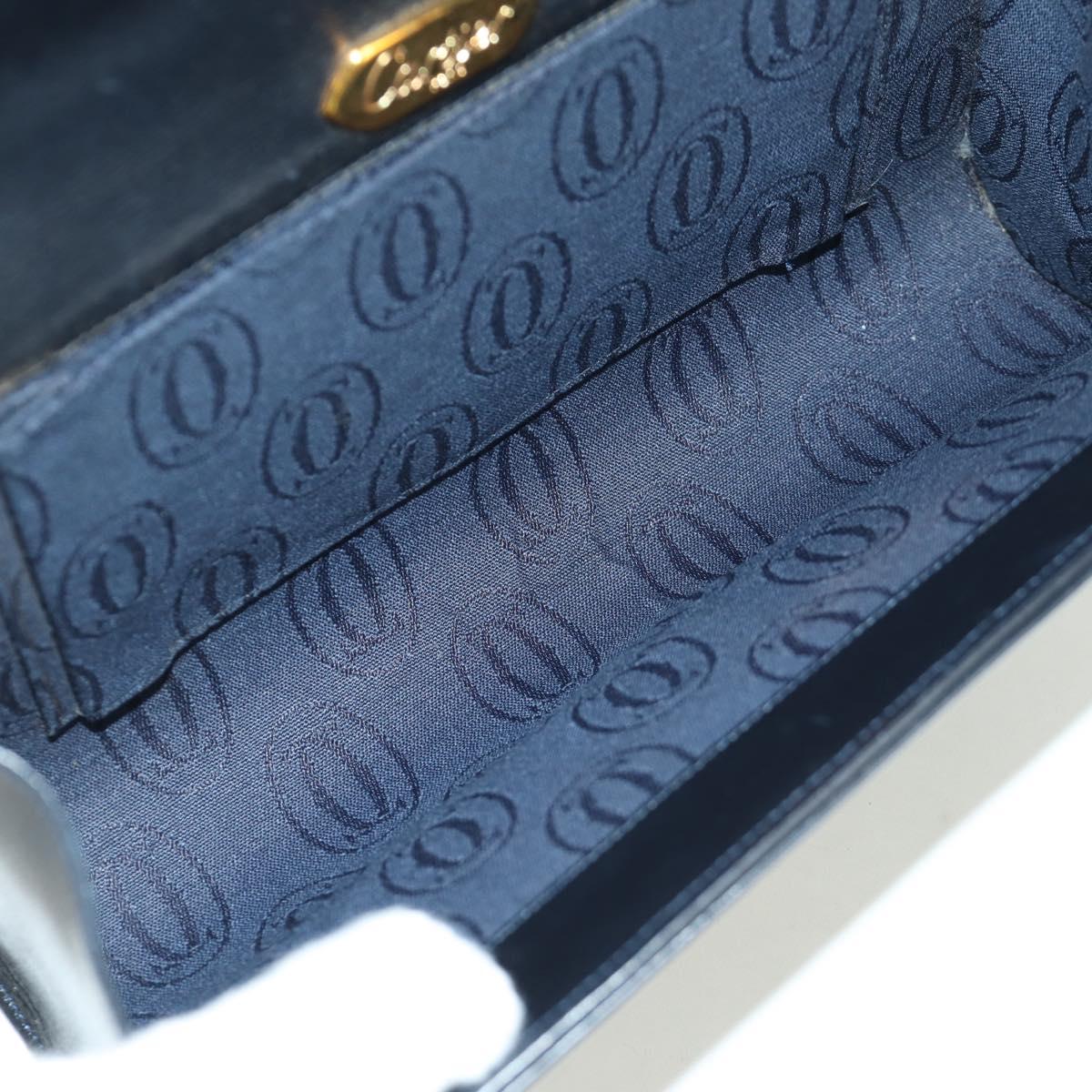 CARTIER Sapphire Line Chain Shoulder Bag Leather Black Gold Auth 173713A