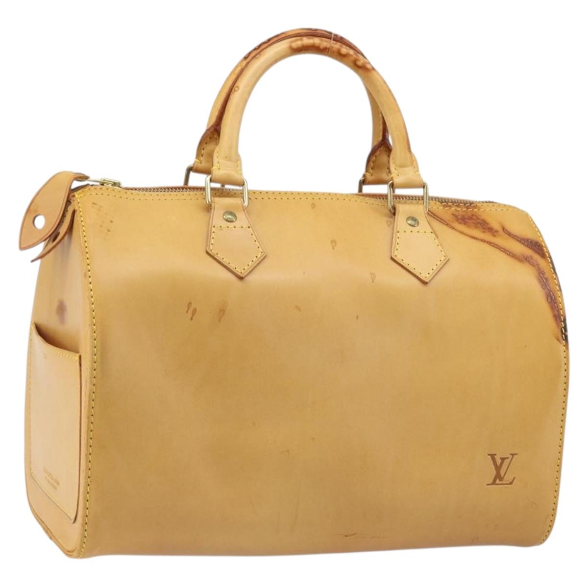 LOUIS VUITTON Nomad leather Speedy 30 Hand Bag Beige M85392 LV Auth 173756
