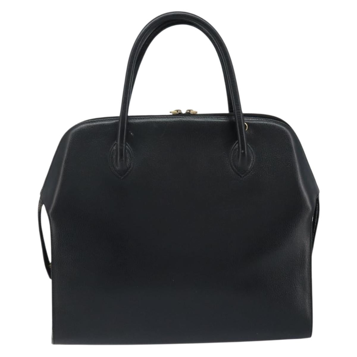 Salvatore Ferragamo Hand Bag Leather Black Gold Auth 173778