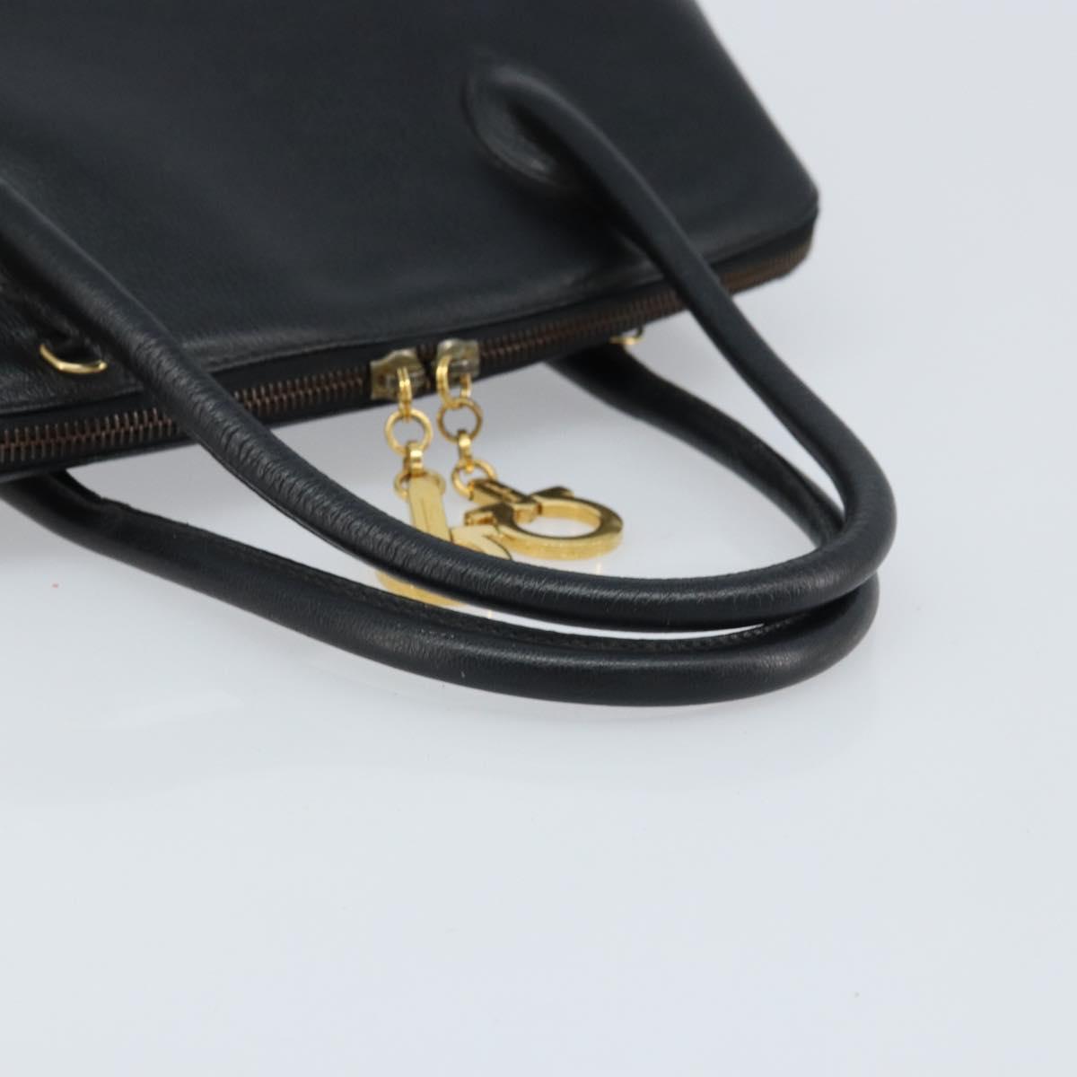 Salvatore Ferragamo Hand Bag Leather Black Gold Auth 173778