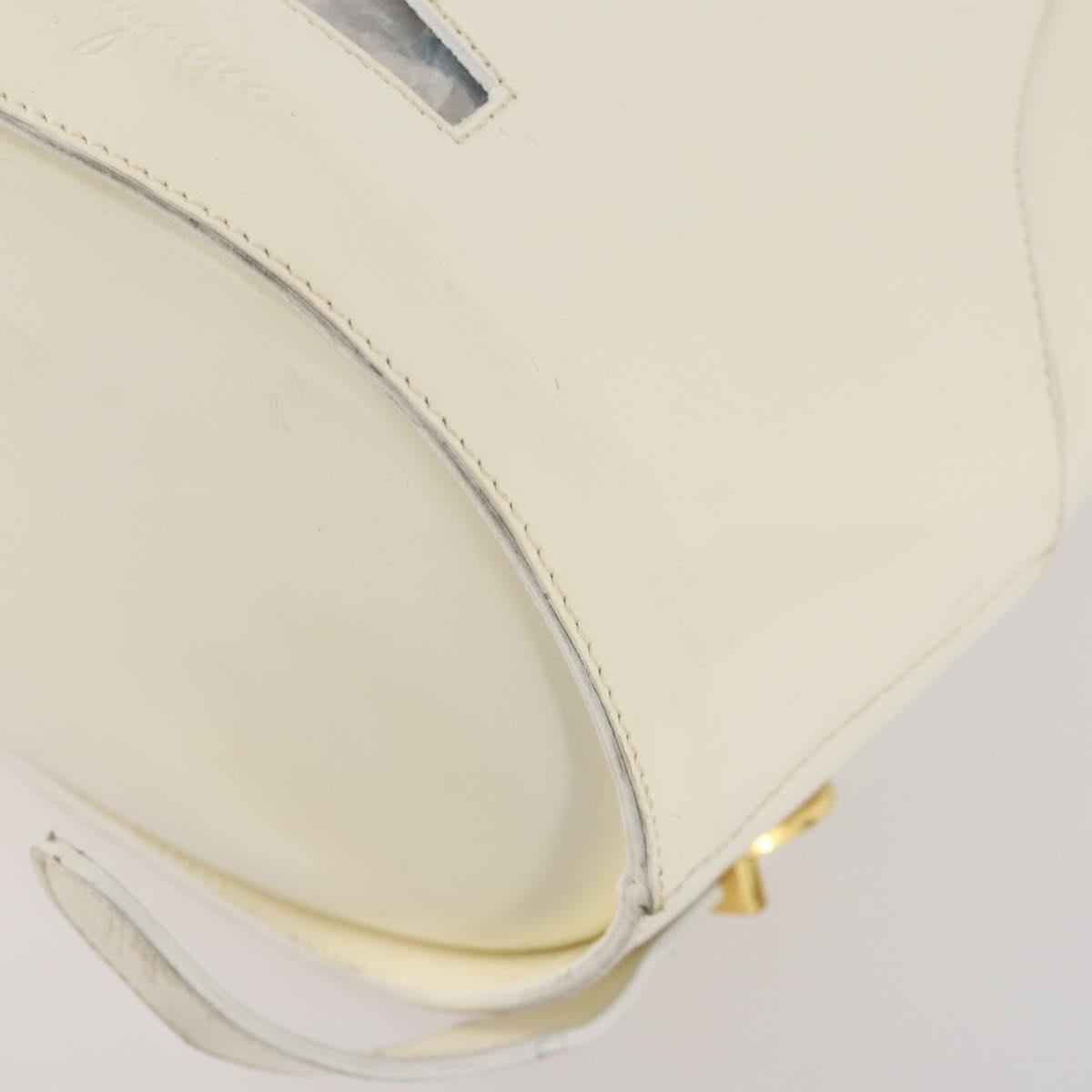 Salvatore Ferragamo Backpack Patent leather White Gold Auth 173783
