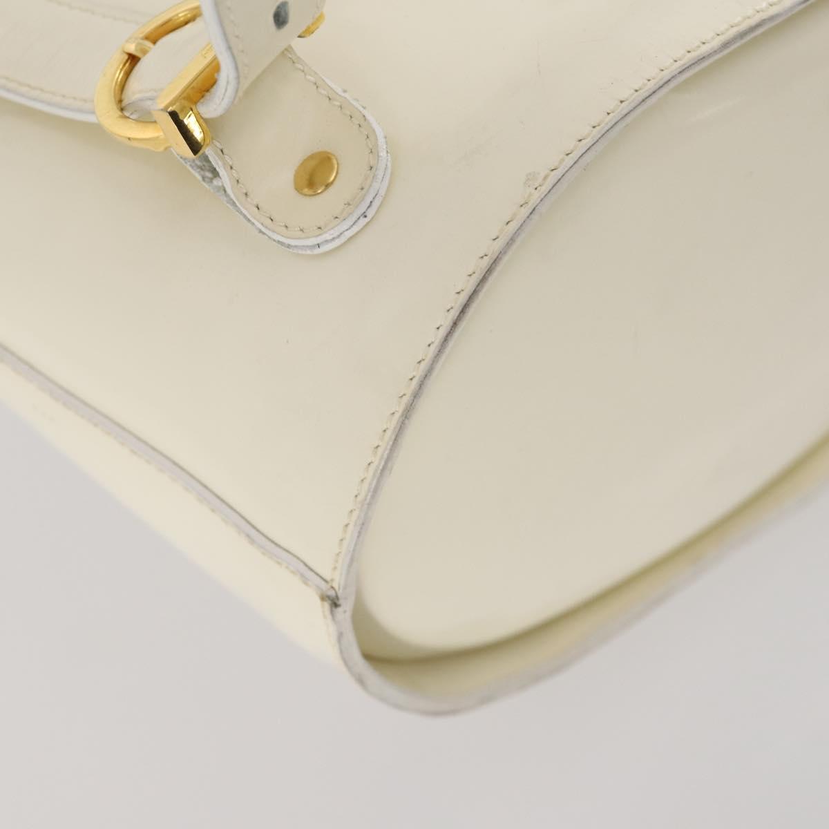 Salvatore Ferragamo Backpack Patent leather White Gold Auth 173783
