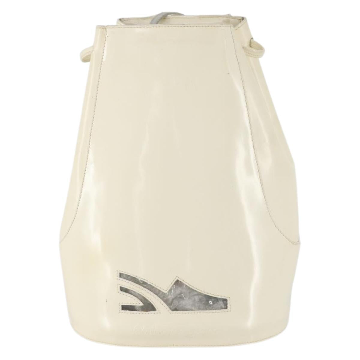 Salvatore Ferragamo Backpack Patent leather White Gold Auth 173783