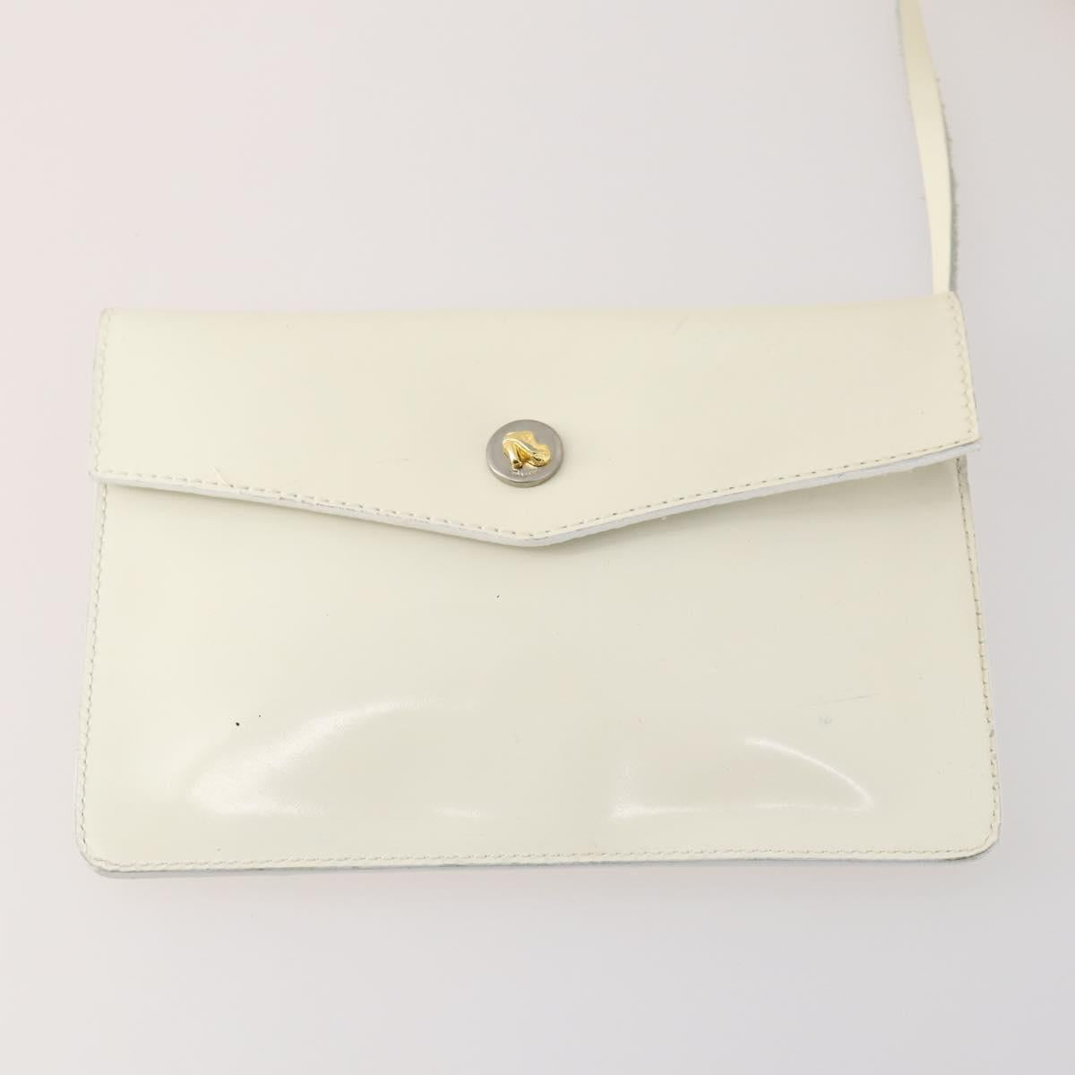 Salvatore Ferragamo Backpack Patent leather White Gold Auth 173783